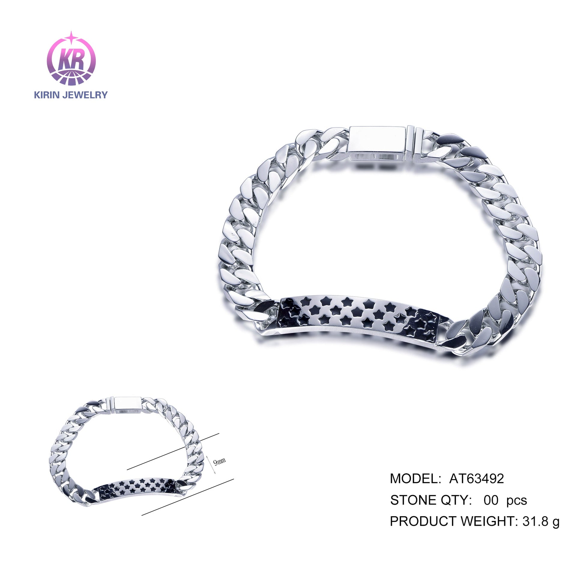 925 silver bracelet with rhodium plating AT63492 Kirin Jewelry