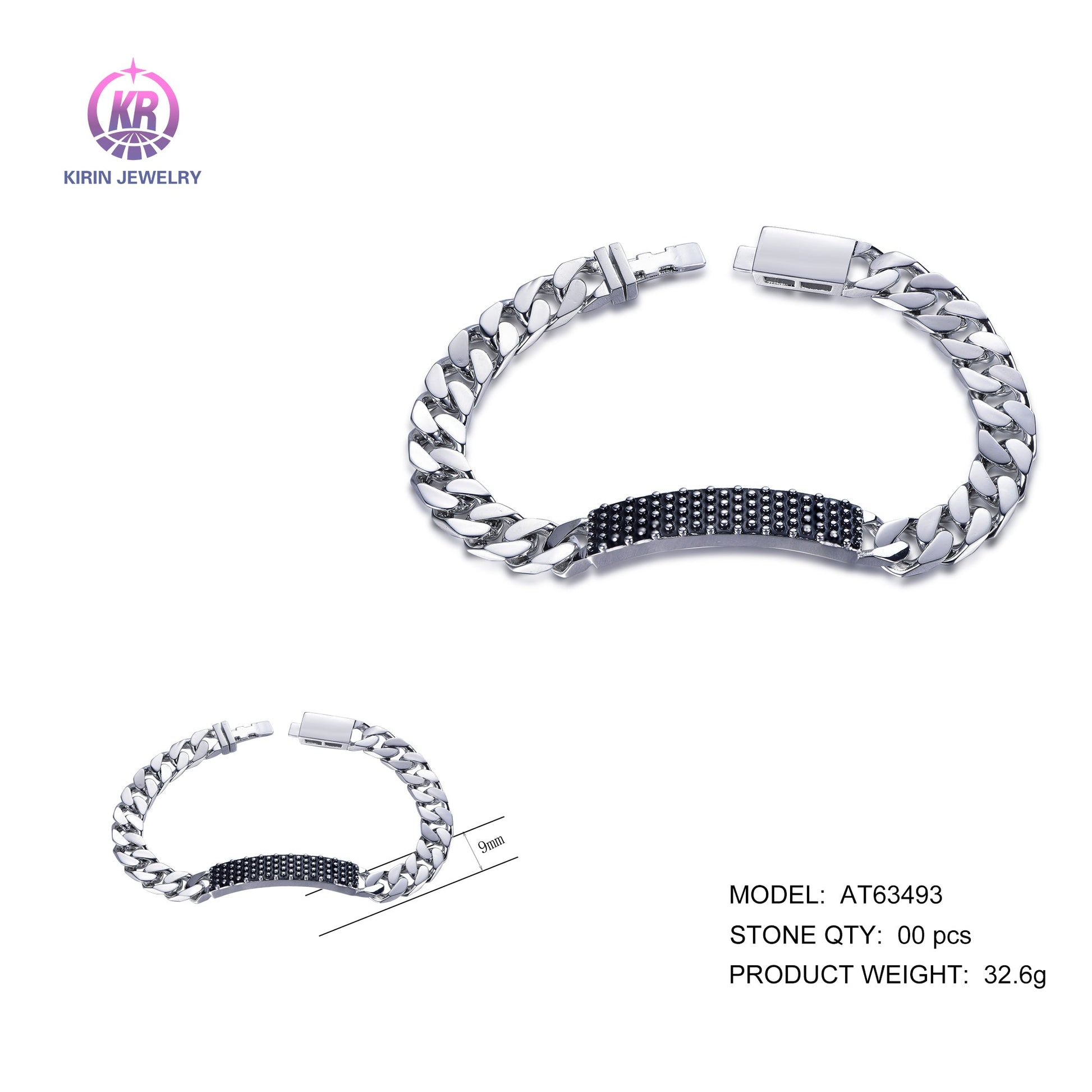 925 silver bracelet with rhodium plating AT63493 Kirin Jewelry