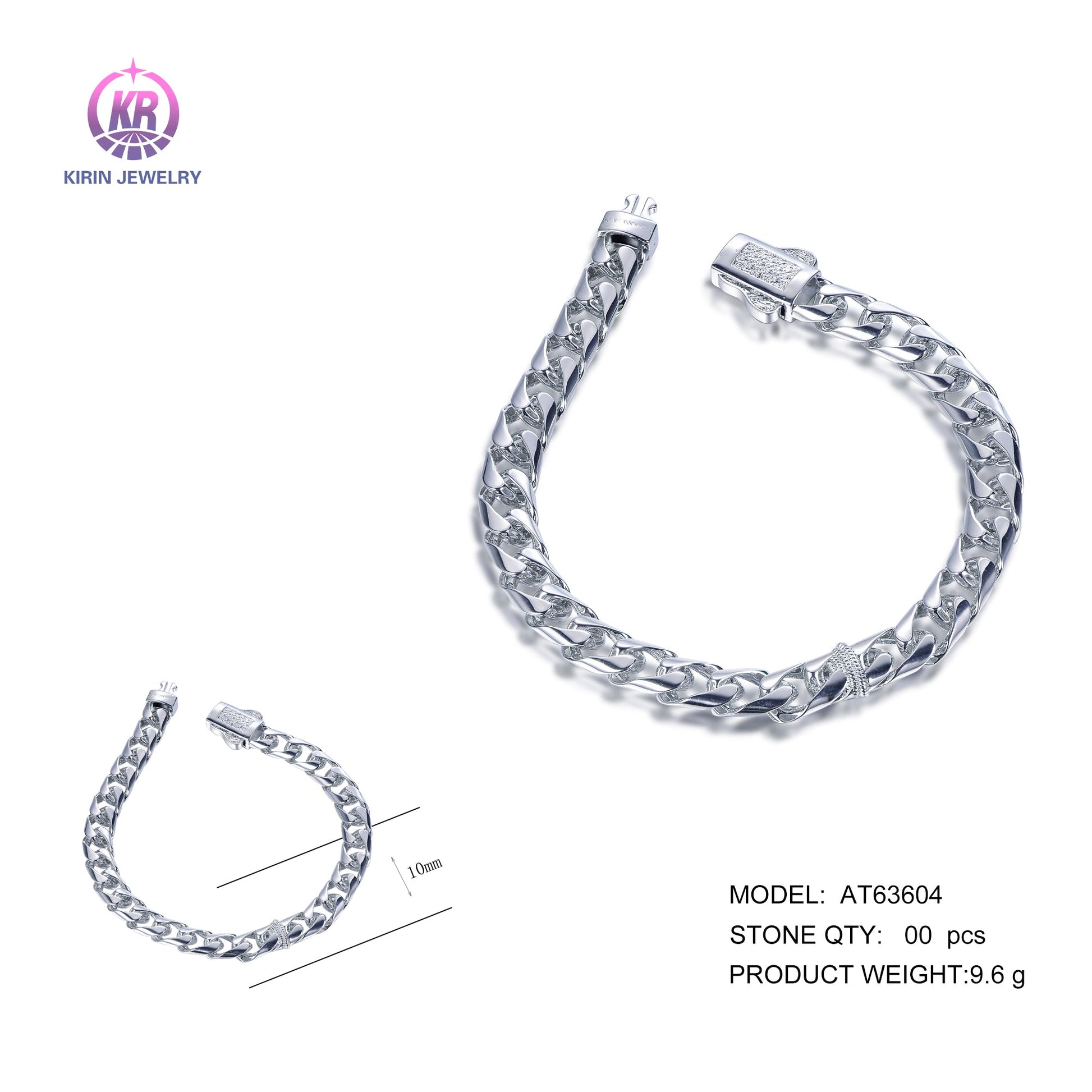 925 silver bracelet with rhodium plating AT63604 Kirin Jewelry