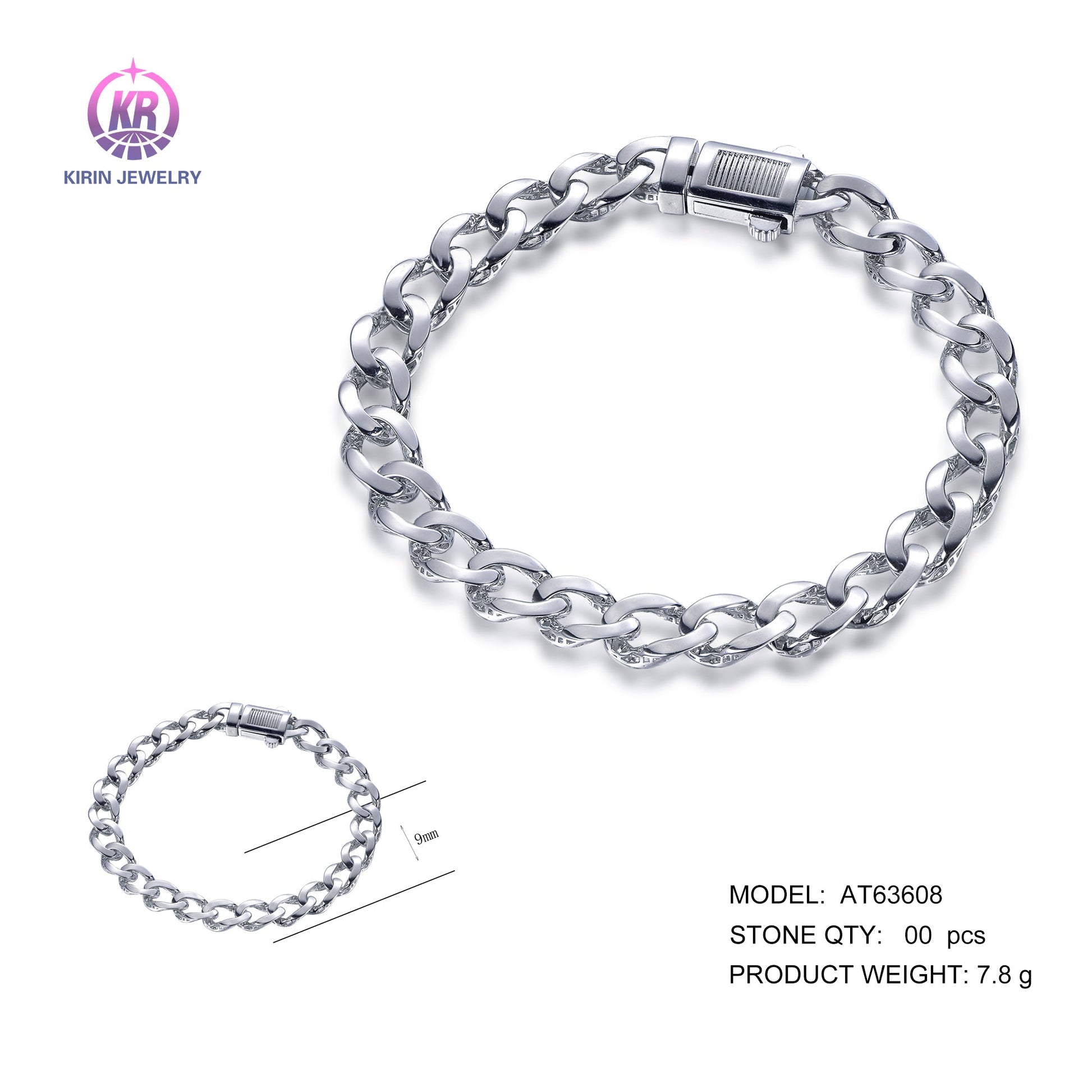 925 silver bracelet with rhodium plating AT63608 Kirin Jewelry