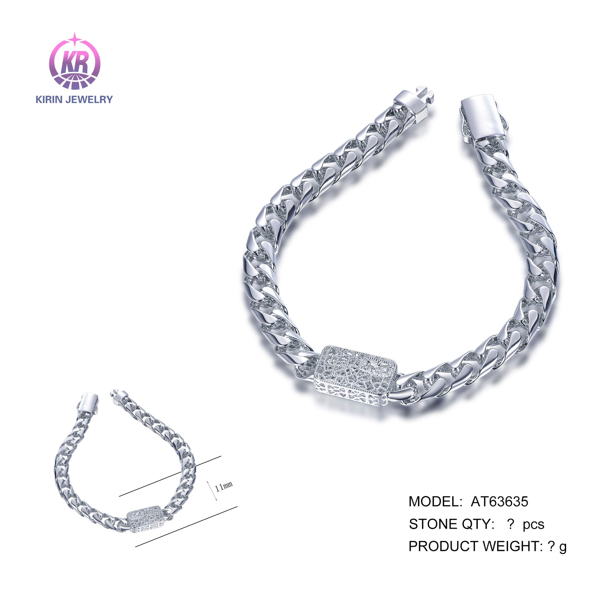 925 silver bracelet with rhodium plating AT63635 Kirin Jewelry