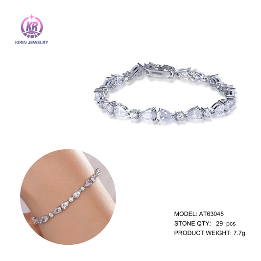 925 silver bracelet with rhodium plating CZ 63045 Kirin Jewelry