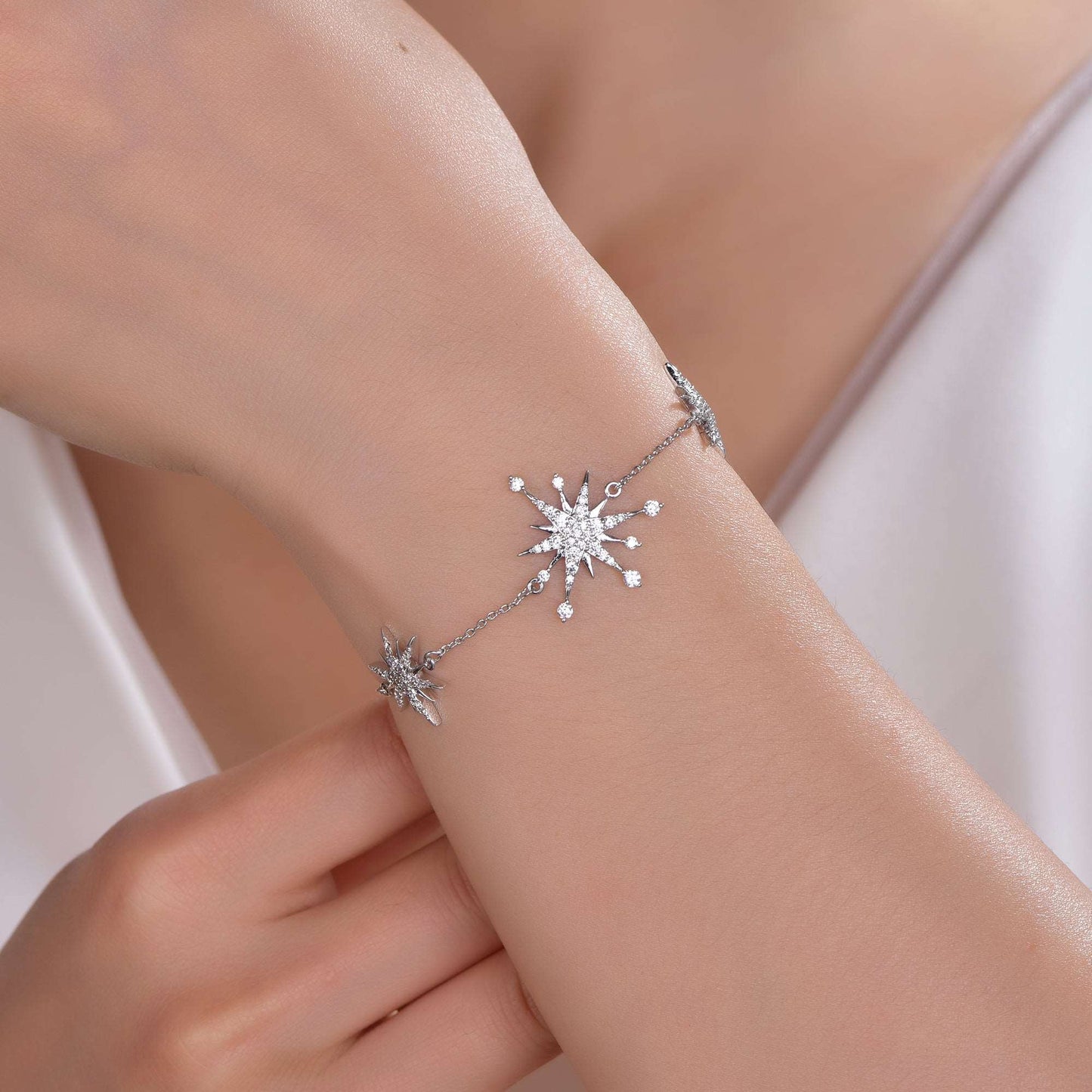 925 silver bracelet with rhodium plating CZ AT62853 Kirin Jewelry