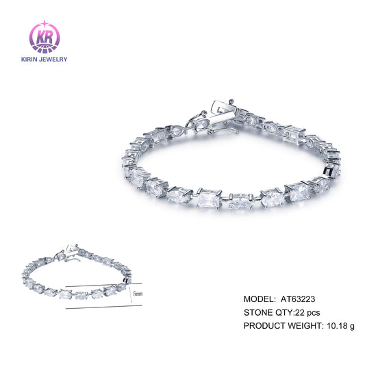 925 silver bracelet with rhodium plating CZ AT63223 Kirin Jewelry