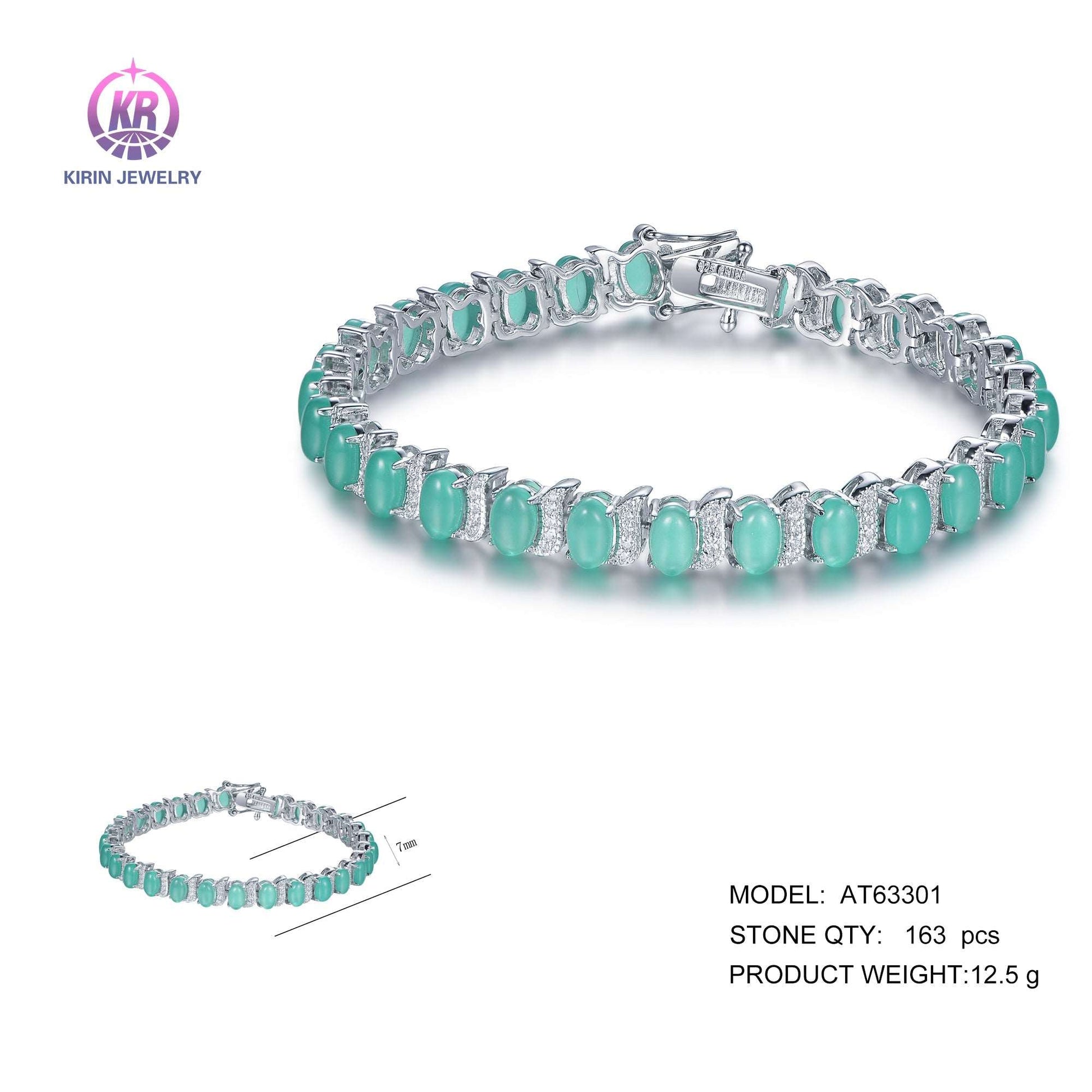 925 silver bracelet with rhodium plating CZ AT63301 Kirin Jewelry