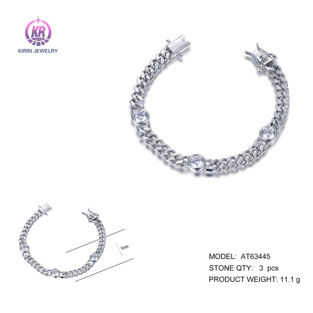 silver bracelet with rhodium plating CZ AT63445