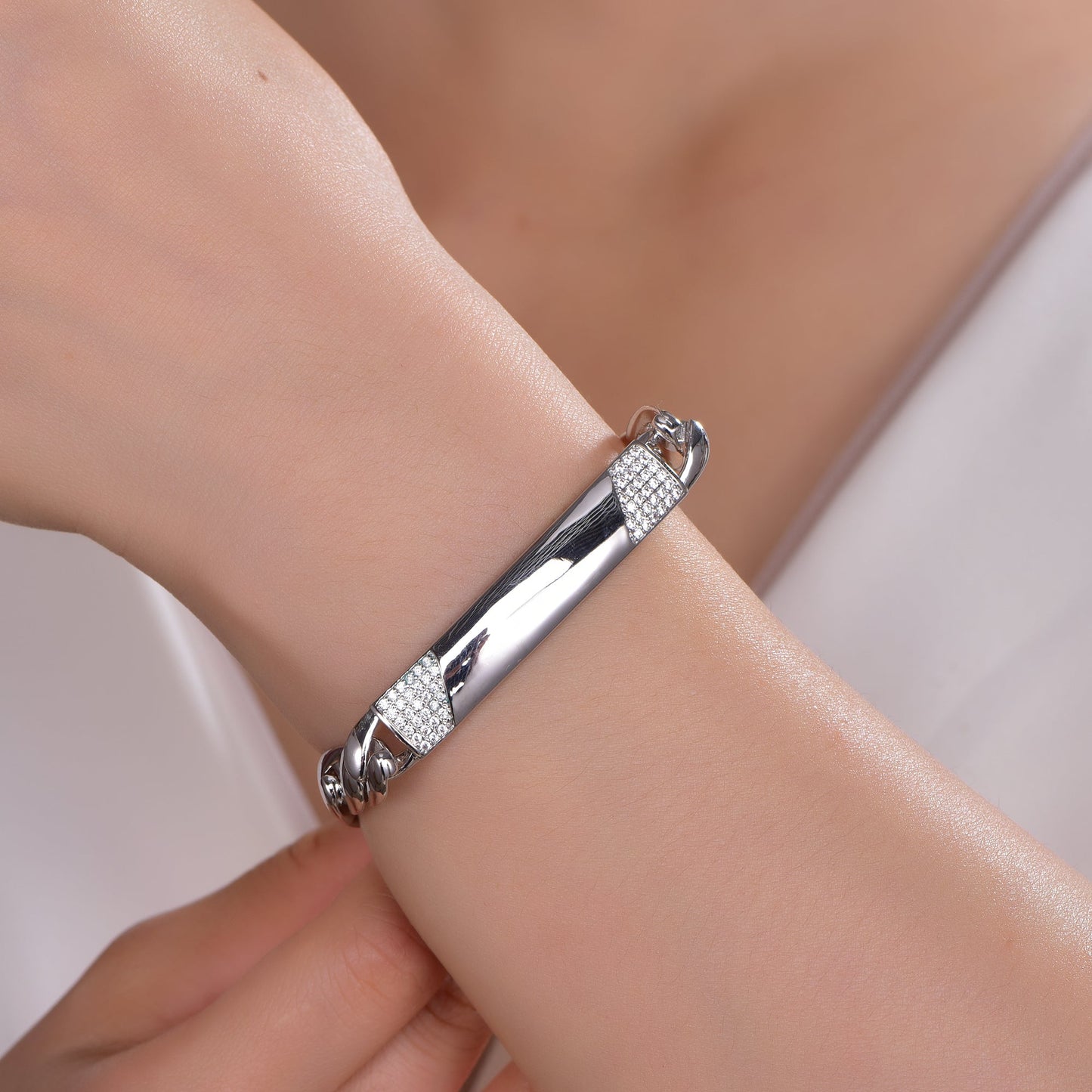 925 silver bracelet with rhodium plating CZ AT63463 Kirin Jewelry