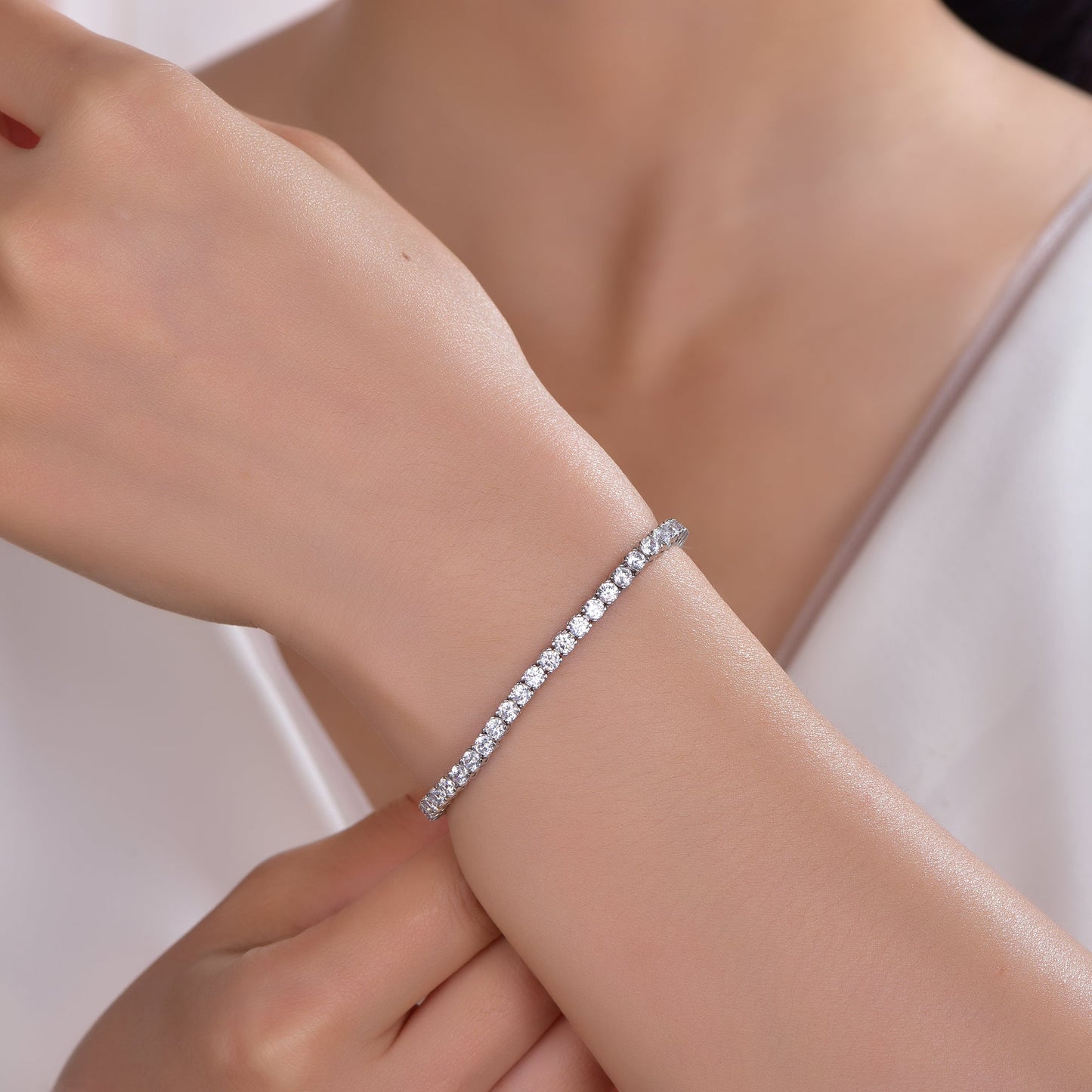 925 silver bracelet with rhodium plating CZ AT63515 Kirin Jewelry