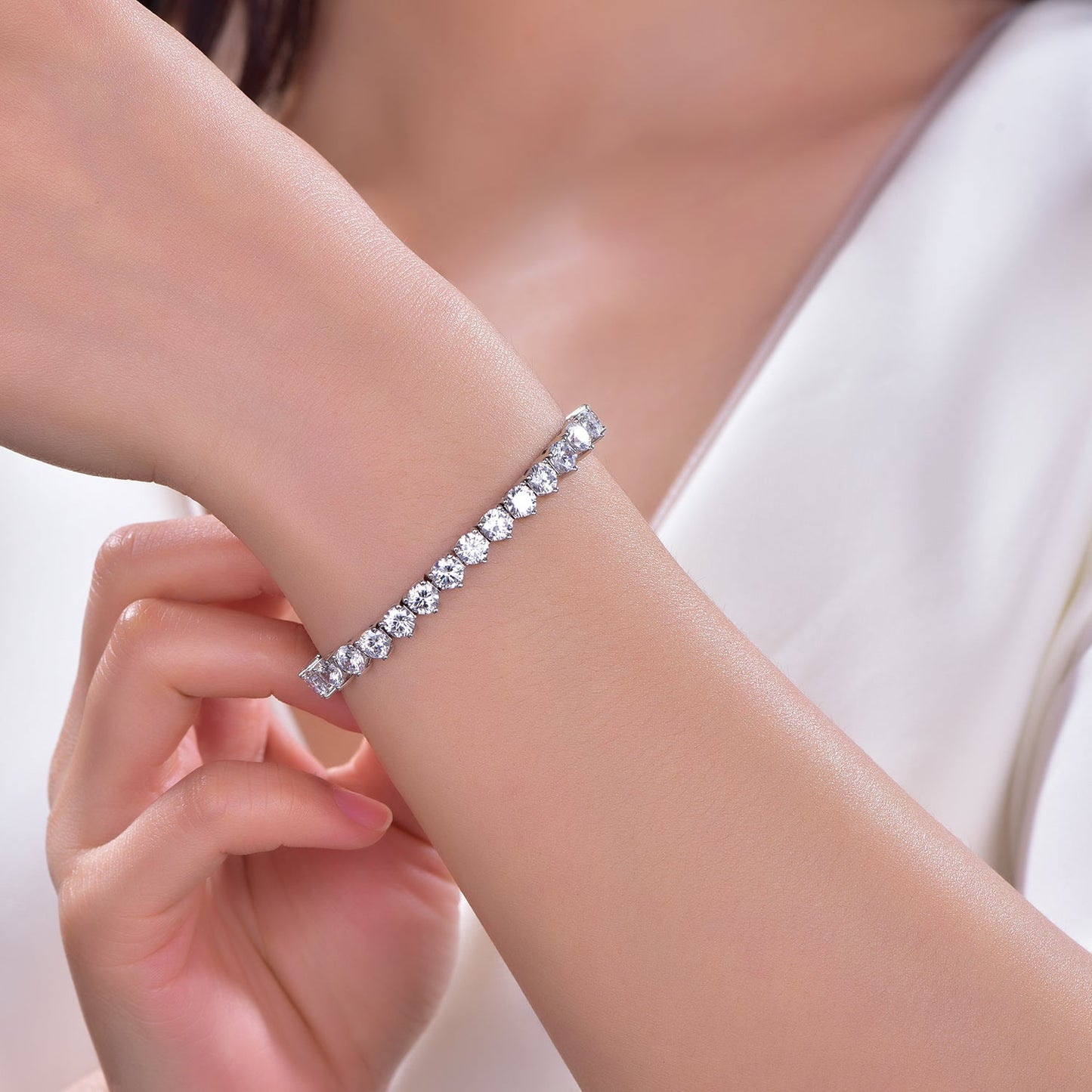 925 silver bracelet with rhodium plating CZ AT63516 Kirin Jewelry