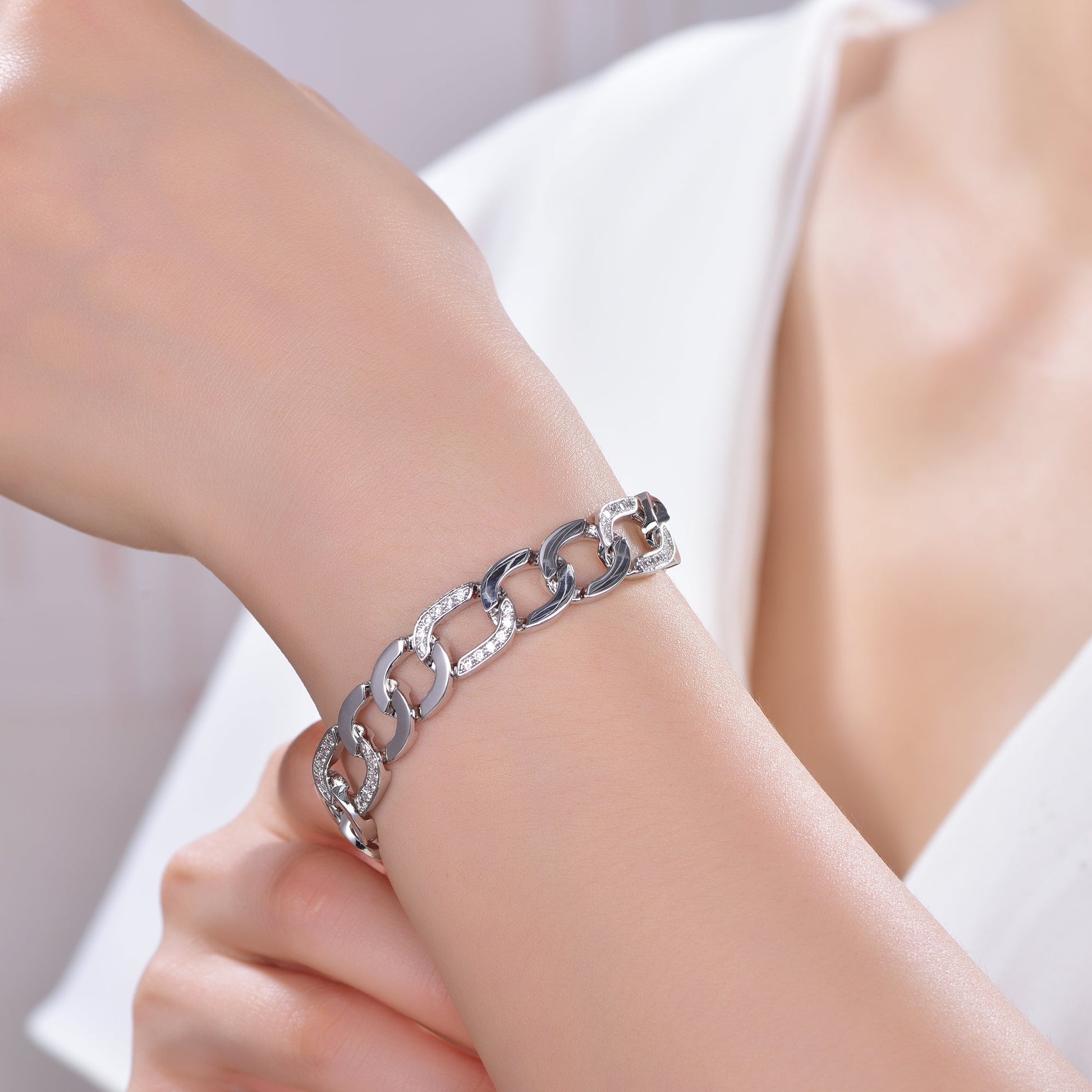 925 silver bracelet with rhodium plating CZ AT63565 Kirin Jewelry