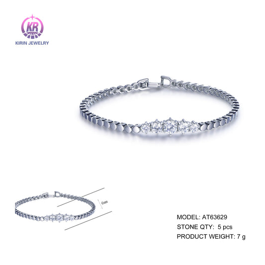 925 silver bracelet with rhodium plating CZ AT63629 Kirin Jewelry