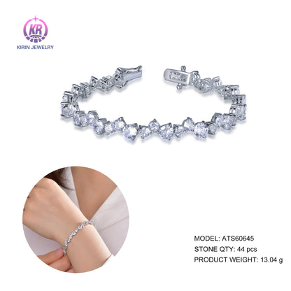 925 silver bracelet with rhodium plating CZ ATS60645 Kirin Jewelry