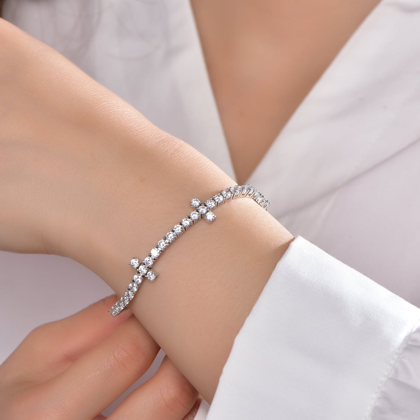 925 silver bracelet with rhodium plating CZ ATS61215 Kirin Jewelry