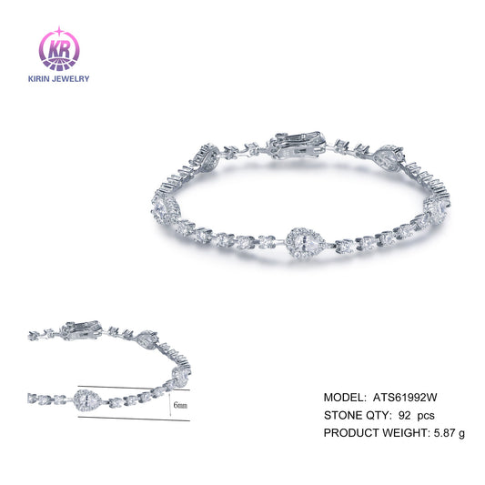 925 silver bracelet with rhodium plating CZ ATS61992W Kirin Jewelry