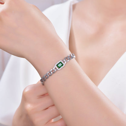 925 silver bracelet with rhodium plating emerald CZ AT63636 Kirin Jewelry