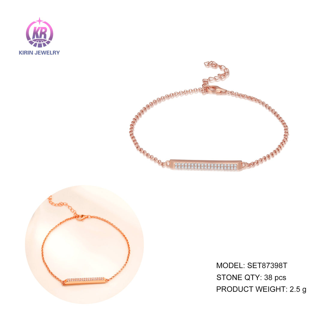 925 silver bracelet with rose gold plating CZ SET87398T-3