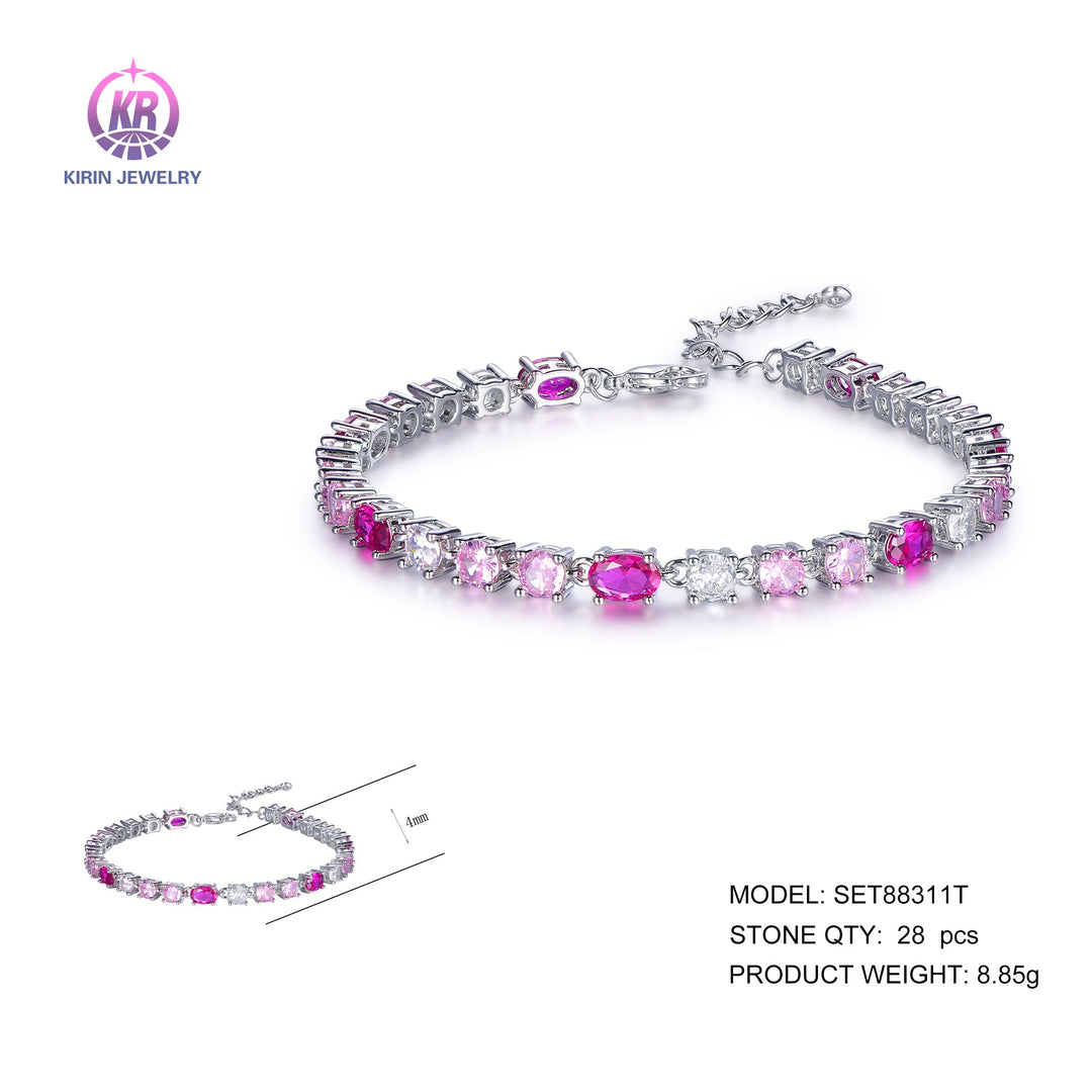 925 silver bracelet with rose gold plating color CZ SET88311T