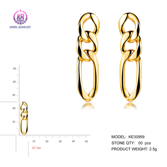 925 silver drop earring with 14K gold plating 30959 Kirin Jewelry