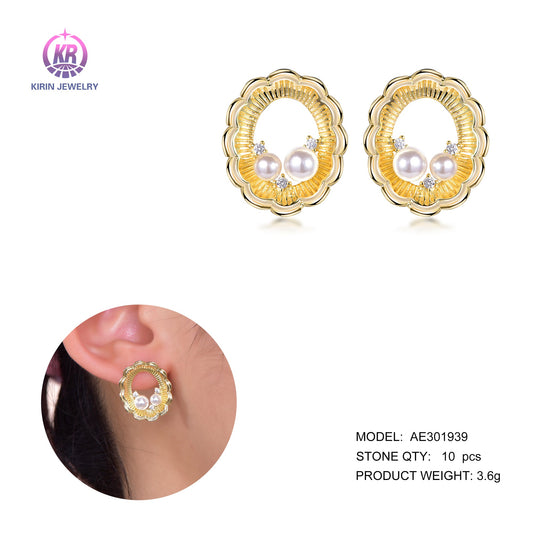 925 silver earring with 14K gold plating 301939 Kirin Jewelry