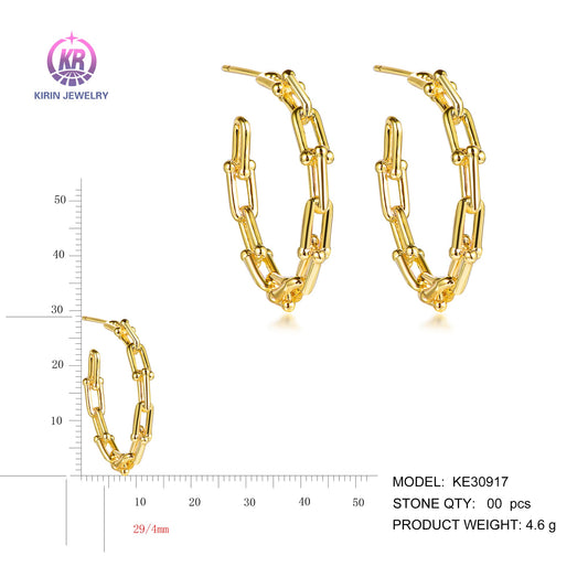 925 silver earring with 14K gold plating 30917 Kirin Jewelry