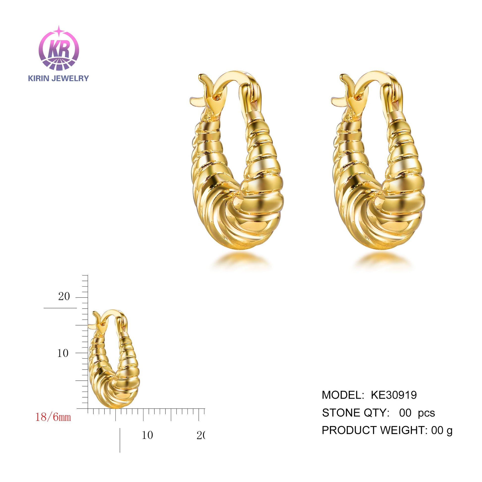 925 silver earring with 14K gold plating 30919 Kirin Jewelry