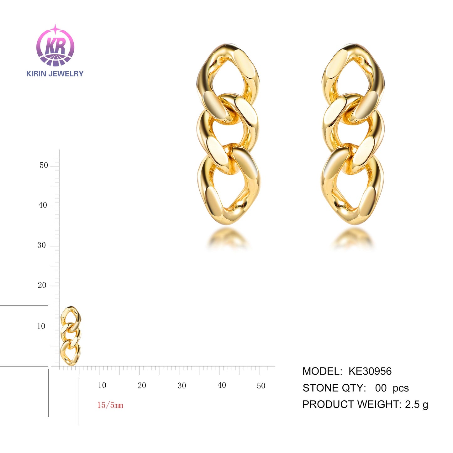 925 silver earring with 14K gold plating 30956 Kirin Jewelry