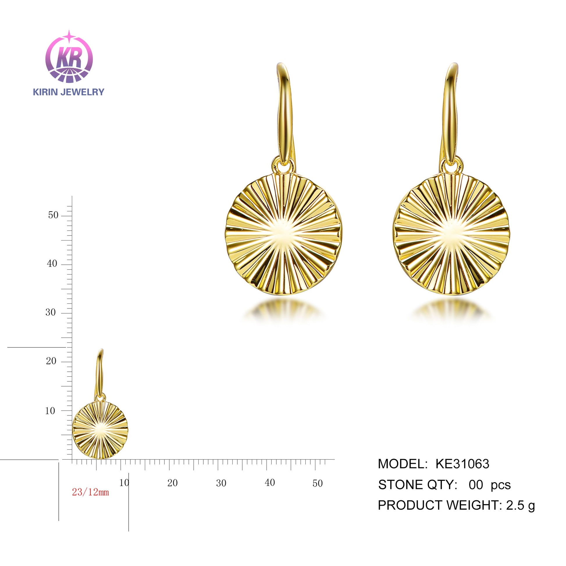 925 silver earring with 14K gold plating 31063 Kirin Jewelry