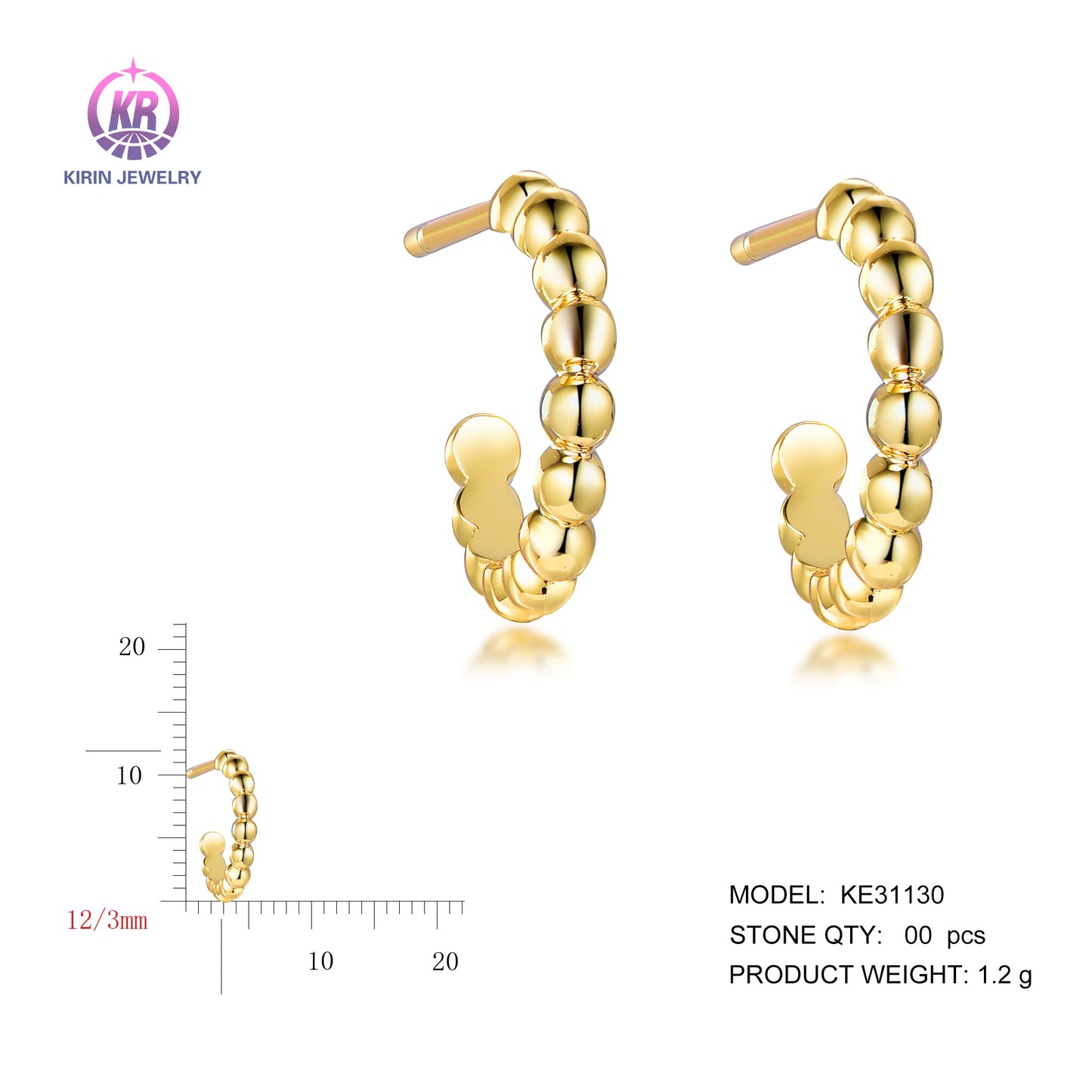 925 silver earring with 14K gold plating 31130 Kirin Jewelry