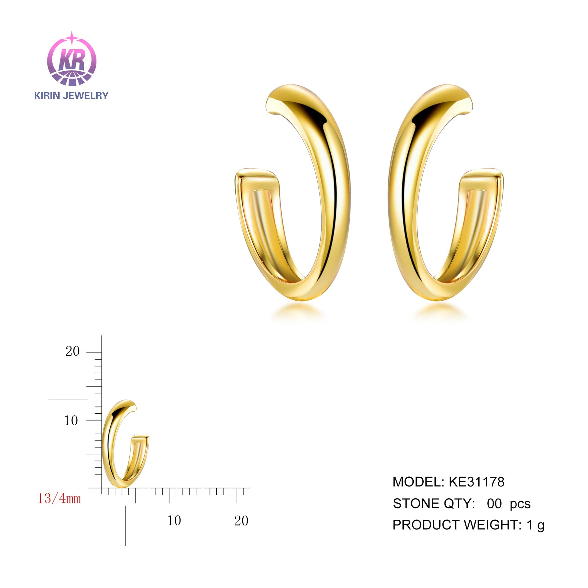 925 silver earring with 14K gold plating 31178 Kirin Jewelry