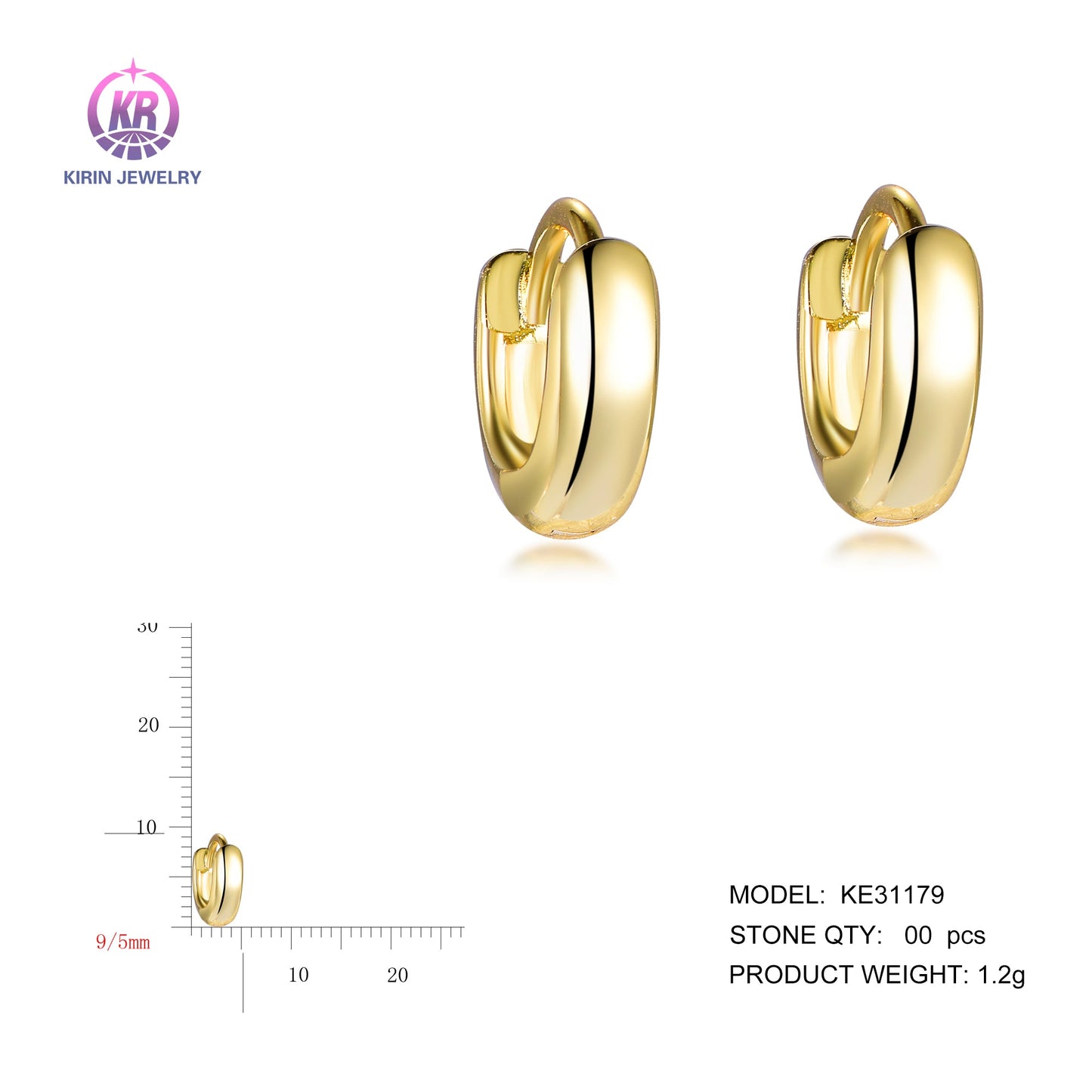 925 silver earring with 14K gold plating 31179 Kirin Jewelry