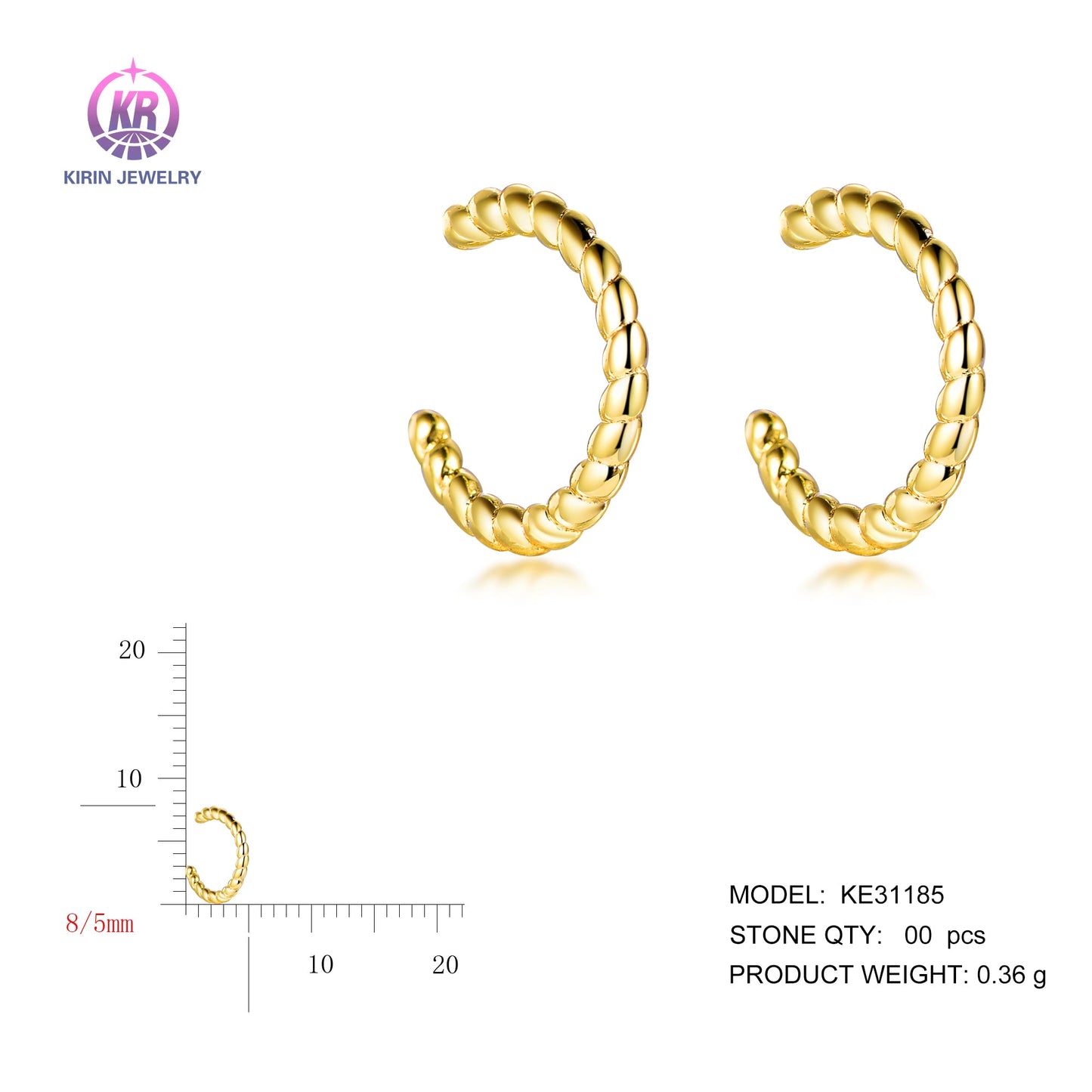 925 silver earring with 14K gold plating 31185 Kirin Jewelry