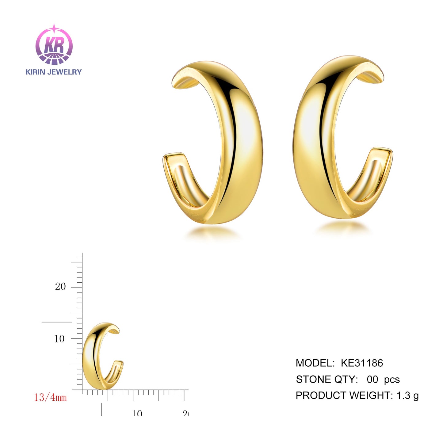 925 silver earring with 14K gold plating 31186 Kirin Jewelry