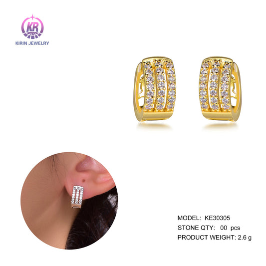 925 silver earring with 14K gold plating CZ 30305 Kirin Jewelry