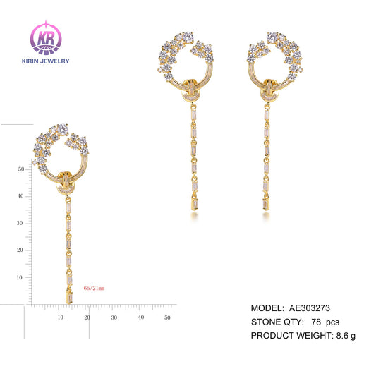 925 silver earring with 14K gold plating CZ 303273 Kirin Jewelry