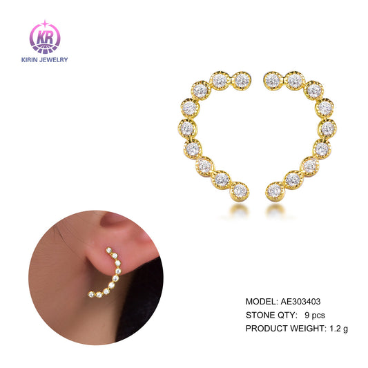 925 silver earring with 14K gold plating CZ 303403 Kirin Jewelry