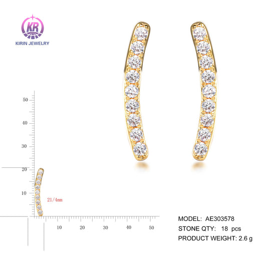 925 silver earring with 14K gold plating CZ 303578 Kirin Jewelry