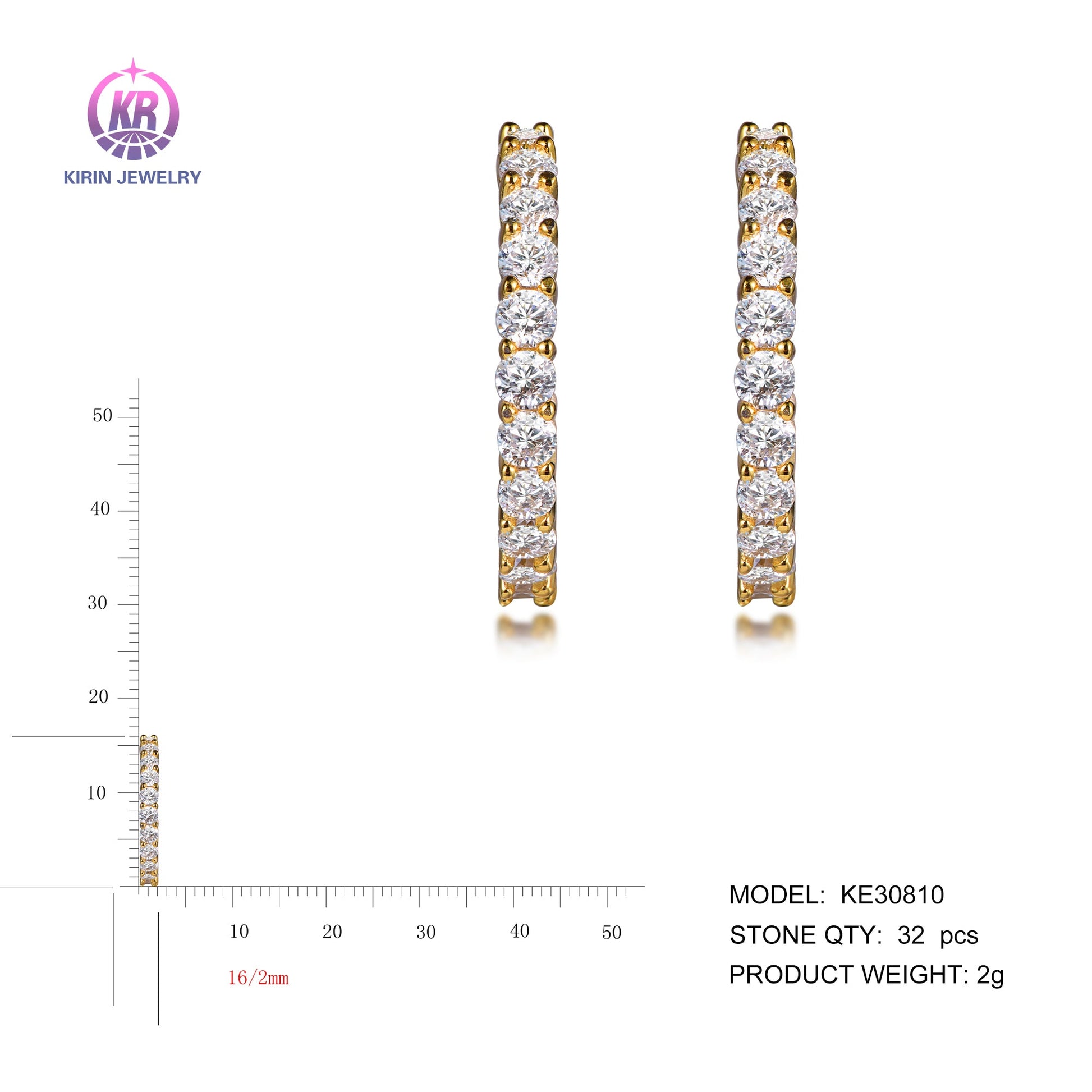 925 silver earring with 14K gold plating CZ 30810 Kirin Jewelry