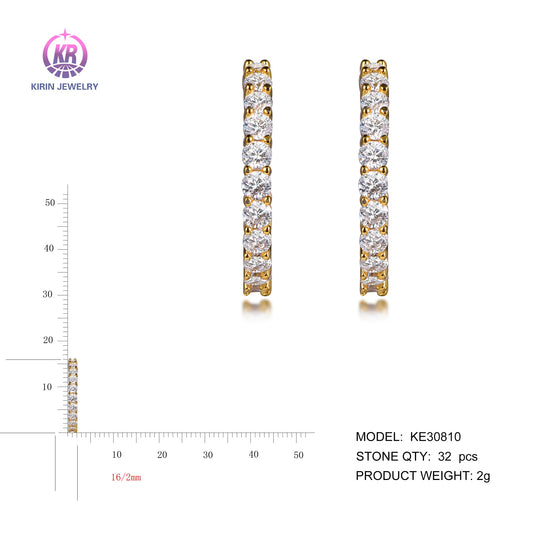 925 silver earring with 14K gold plating CZ 30810 Kirin Jewelry