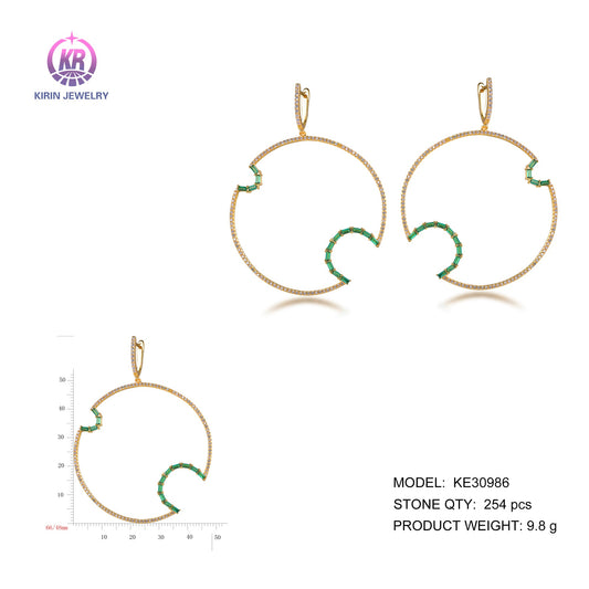 925 silver earring with 14K gold plating CZ 30986 Kirin Jewelry