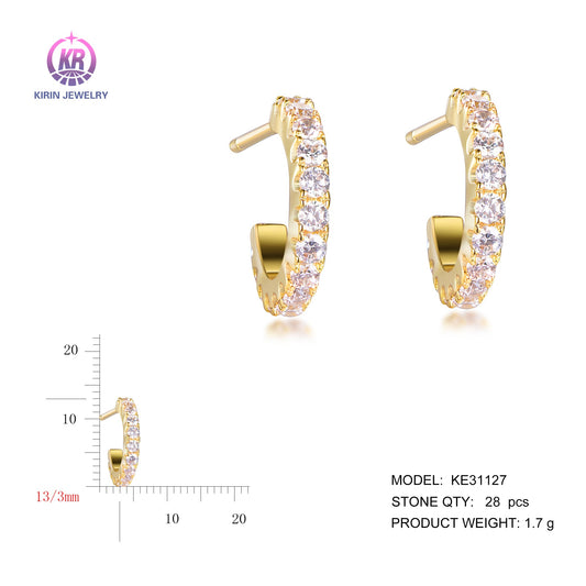 925 silver earring with 14K gold plating CZ 31127 Kirin Jewelry