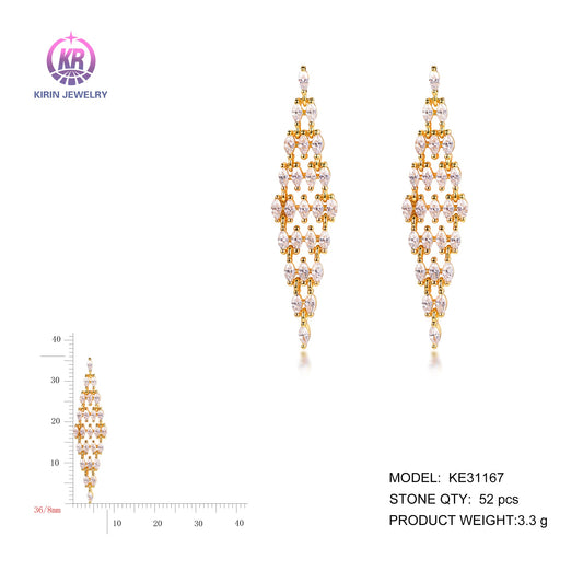 925 silver earring with 14K gold plating CZ 31167 Kirin Jewelry