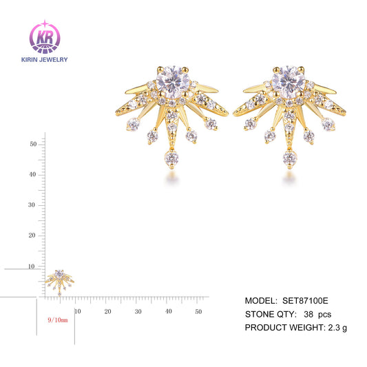 925 silver earring with 14K gold plating CZ 87100 Kirin Jewelry