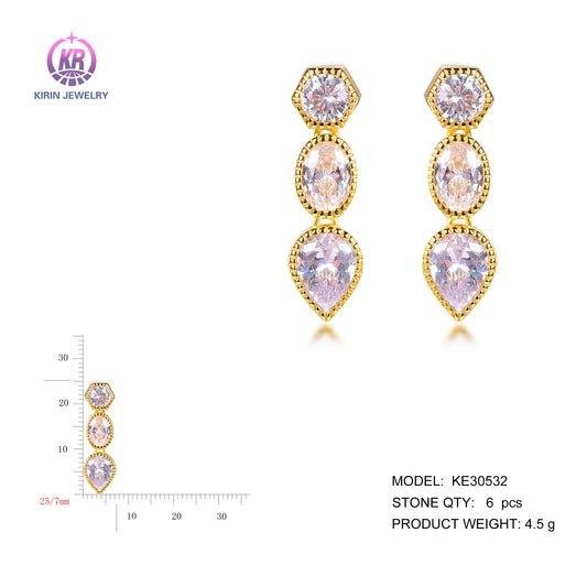 925 silver earring with 14k gold plating CZ 30532 Kirin Jewelry