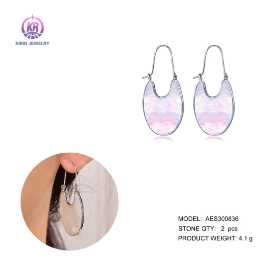 925 silver earring with rhodium plating 300836 Kirin Jewelry