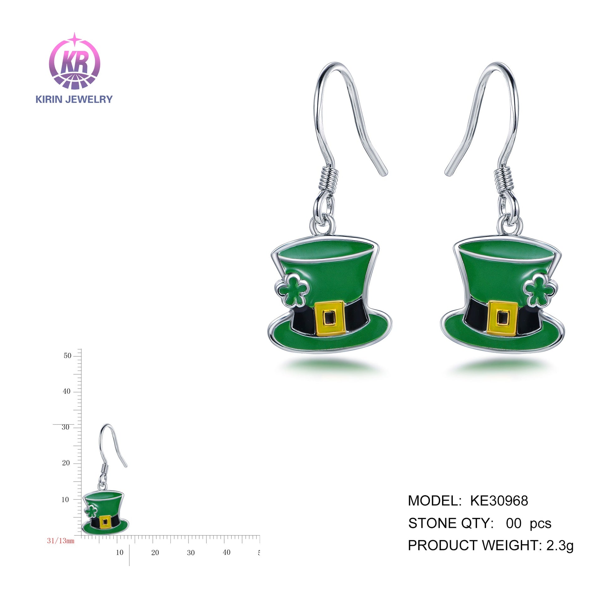 925 silver earring with rhodium plating 30968 Kirin Jewelry