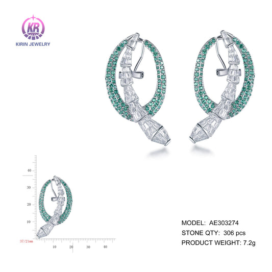 925 silver earring with rhodium plating CZ 303274 Kirin Jewelry