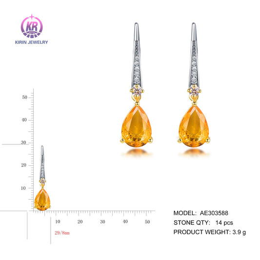 925 silver earring with rhodium plating CZ 303588 Kirin Jewelry