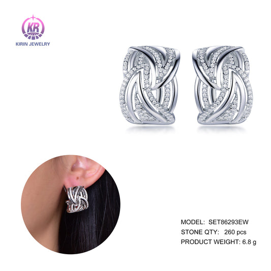 925 silver earring with rhodium plating CZ 86293 Kirin Jewelry