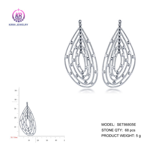 925 silver earring with rhodium plating CZ 86805 Kirin Jewelry