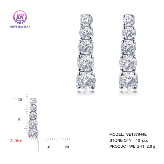 925 silver earring with rhodium plating CZ 87644 Kirin Jewelry